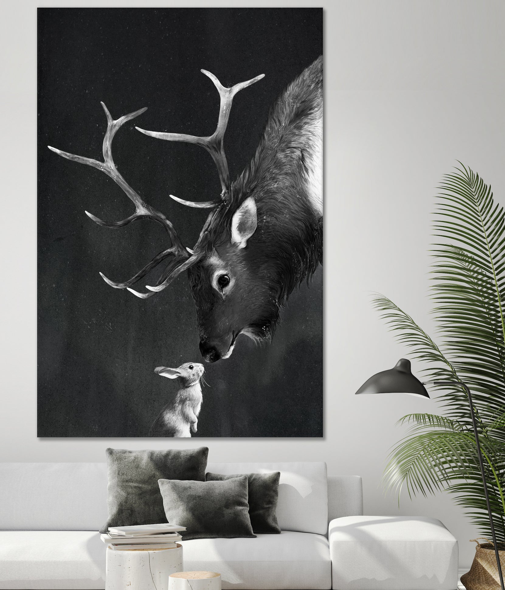 elk and rabbit by Laura Graves on GIANT ART - black digital painting