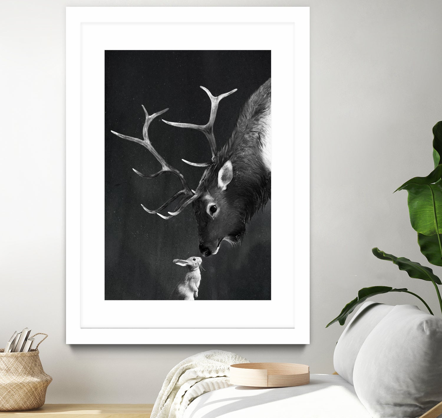 elk and rabbit by Laura Graves on GIANT ART - black digital painting