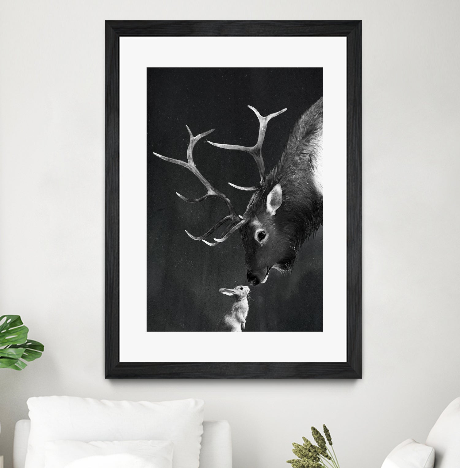 elk and rabbit by Laura Graves on GIANT ART - black digital painting