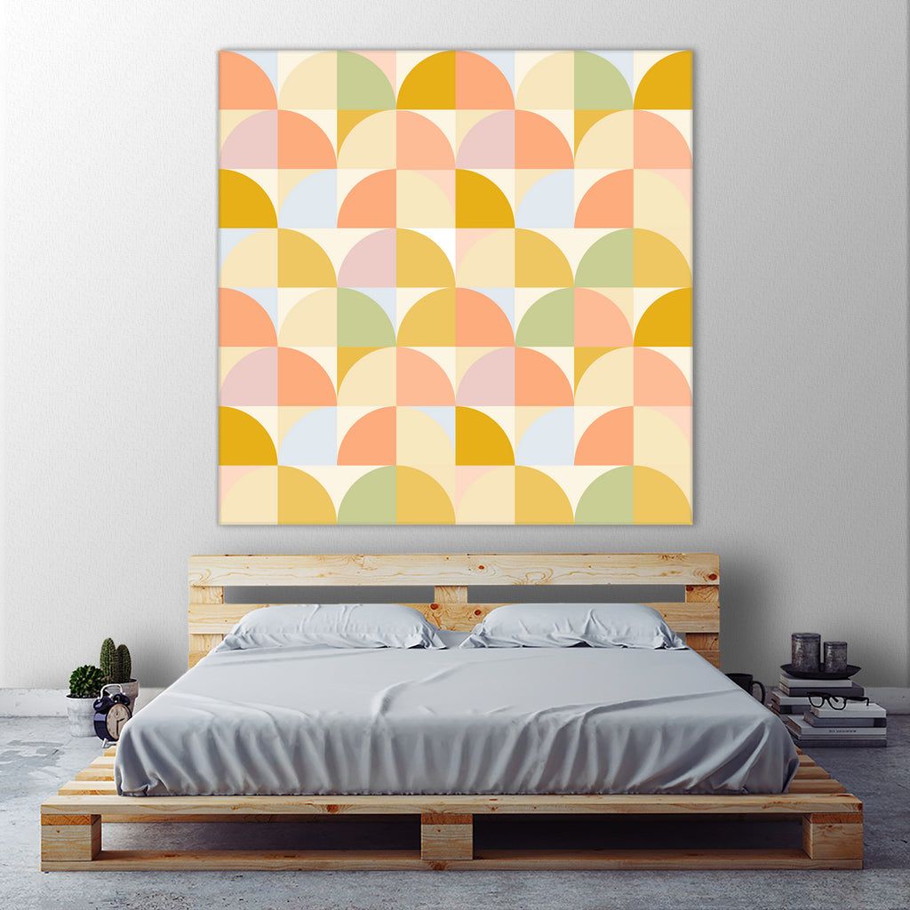 Retro Rainbow Fields #geometry #retro by Dominique Van Roey on GIANT ART - yellow digital drawing