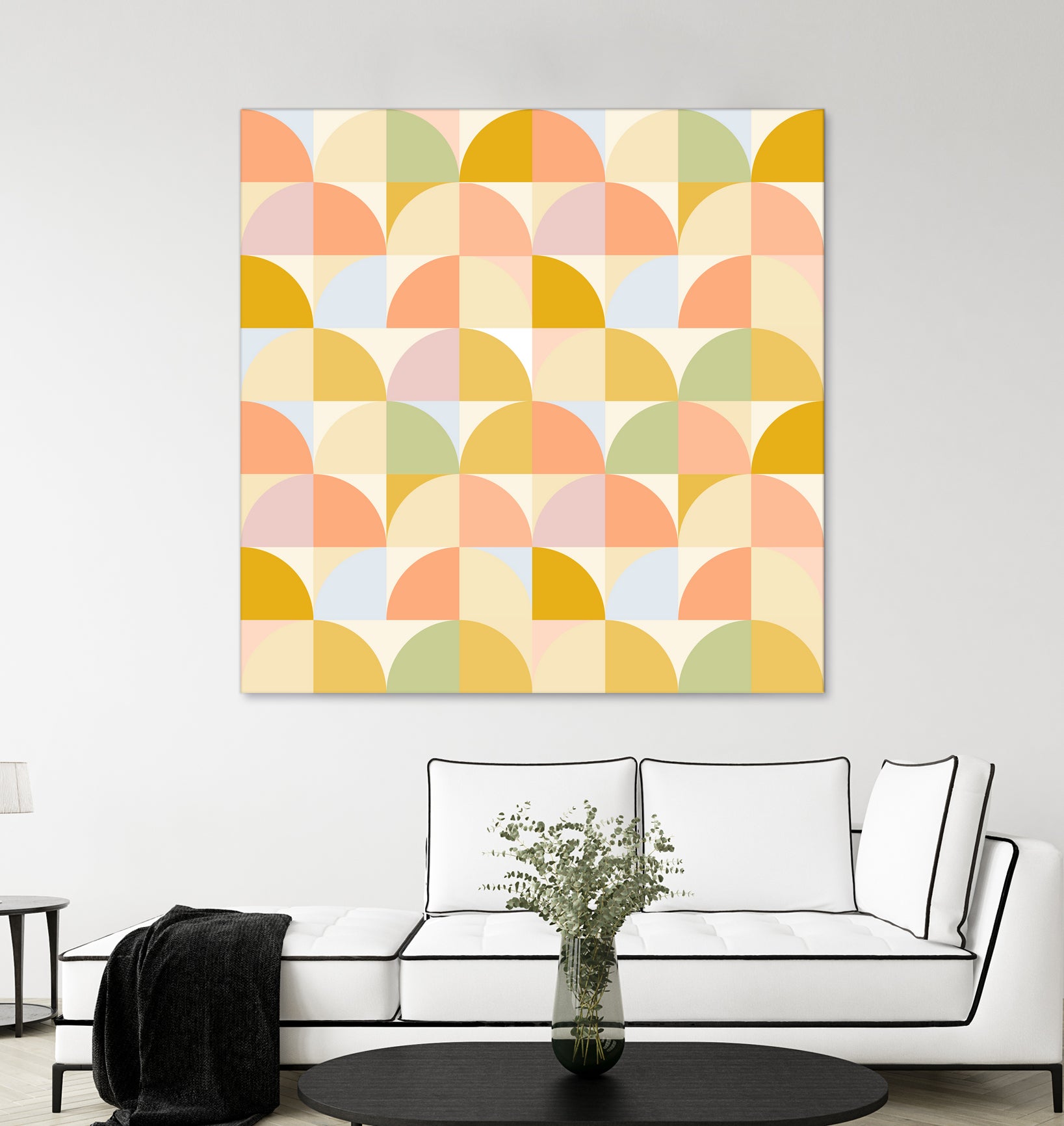 Retro Rainbow Fields #geometry #retro by Dominique Van Roey on GIANT ART - yellow digital drawing