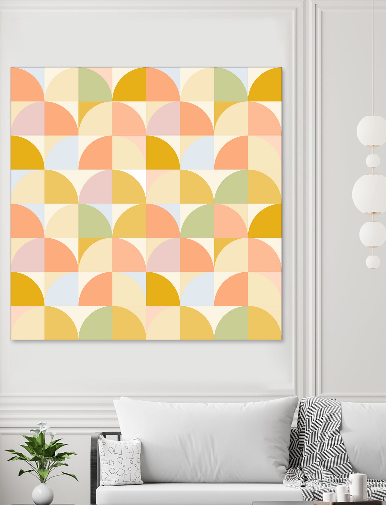 Retro Rainbow Fields #geometry #retro by Dominique Van Roey on GIANT ART - yellow digital drawing