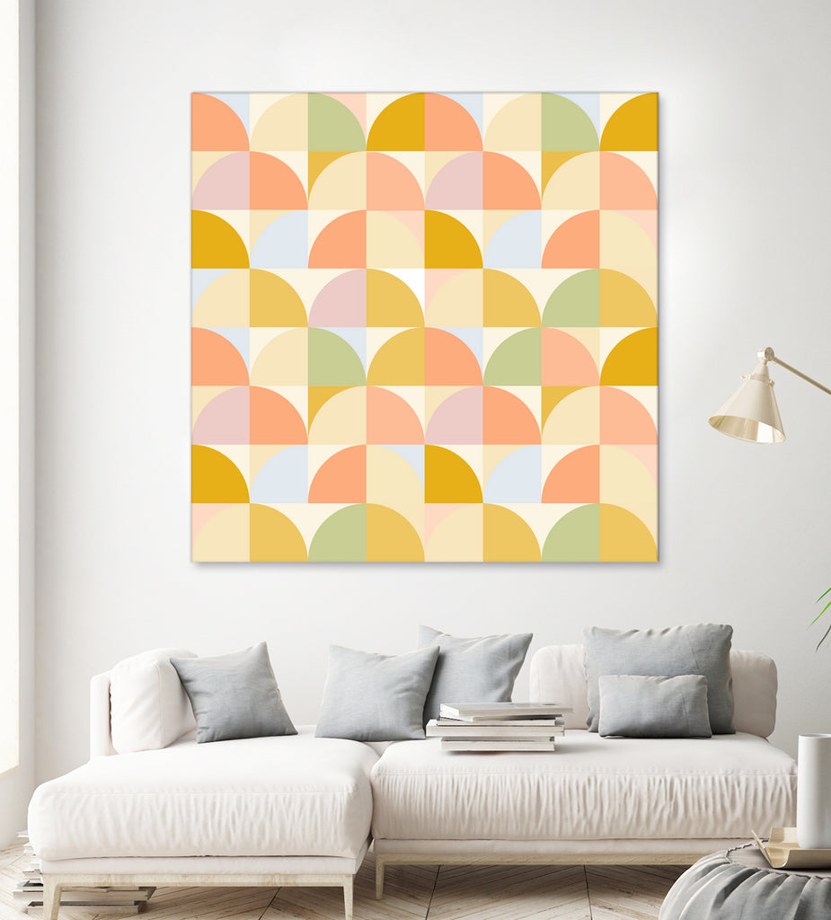 Retro Rainbow Fields #geometry #retro by Dominique Van Roey on GIANT ART - yellow digital drawing