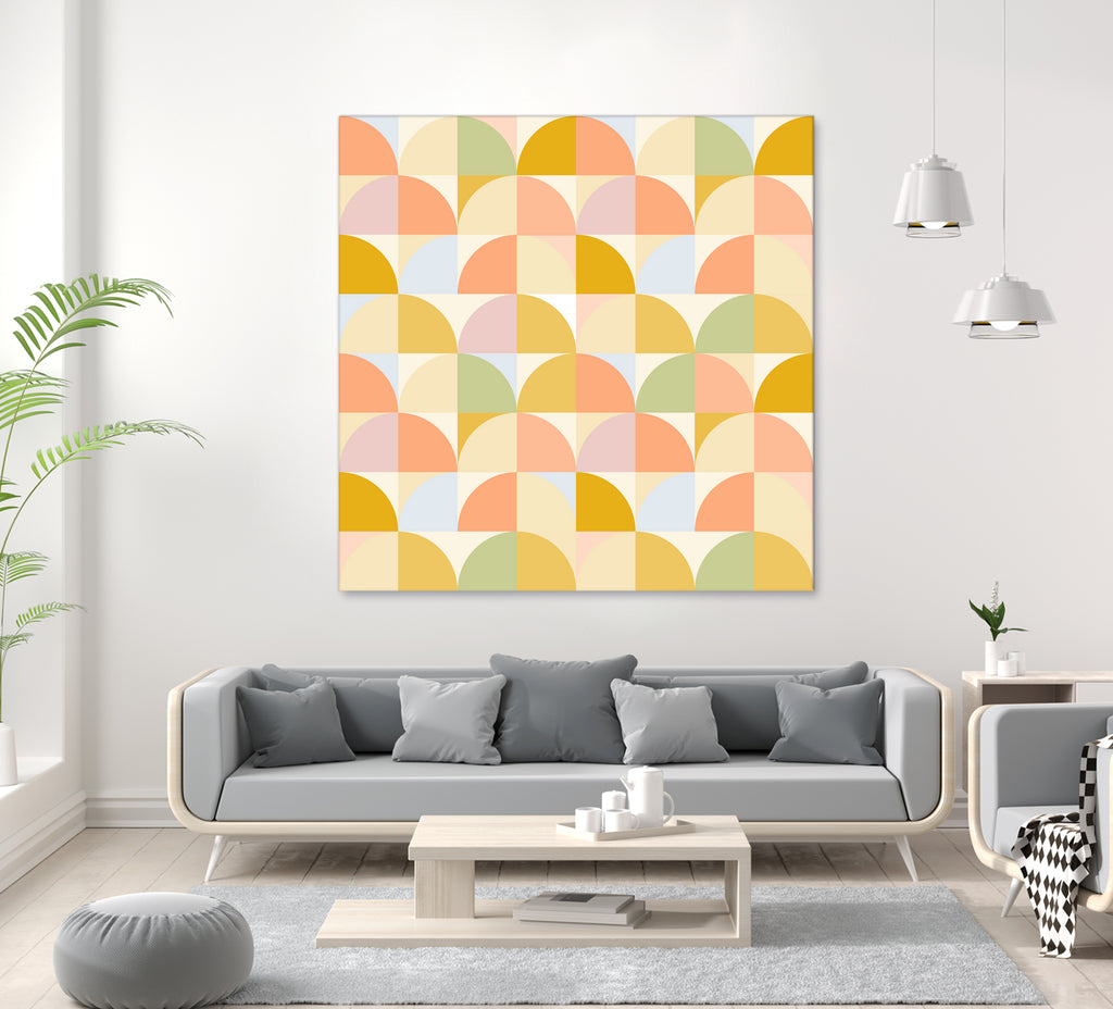 Retro Rainbow Fields #geometry #retro by Dominique Van Roey on GIANT ART - yellow digital drawing