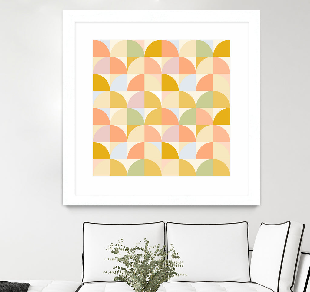 Retro Rainbow Fields #geometry #retro by Dominique Van Roey on GIANT ART - yellow digital drawing