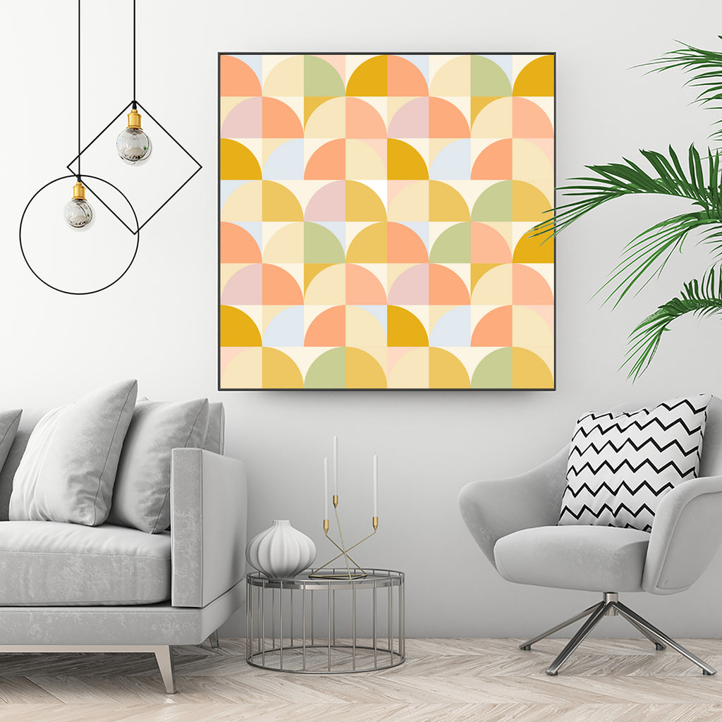 Retro Rainbow Fields #geometry #retro by Dominique Van Roey on GIANT ART - yellow digital drawing