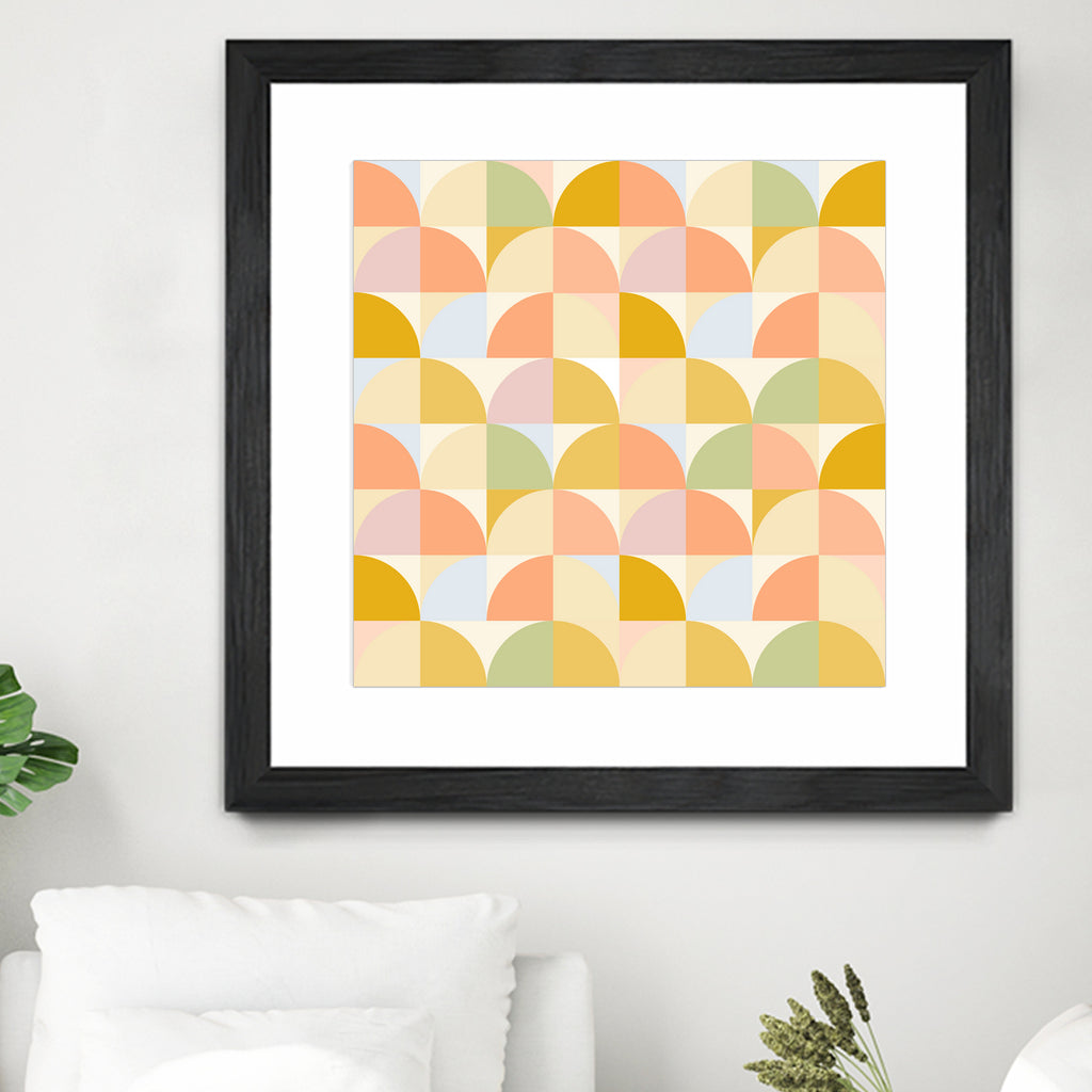 Retro Rainbow Fields #geometry #retro by Dominique Van Roey on GIANT ART - yellow digital drawing