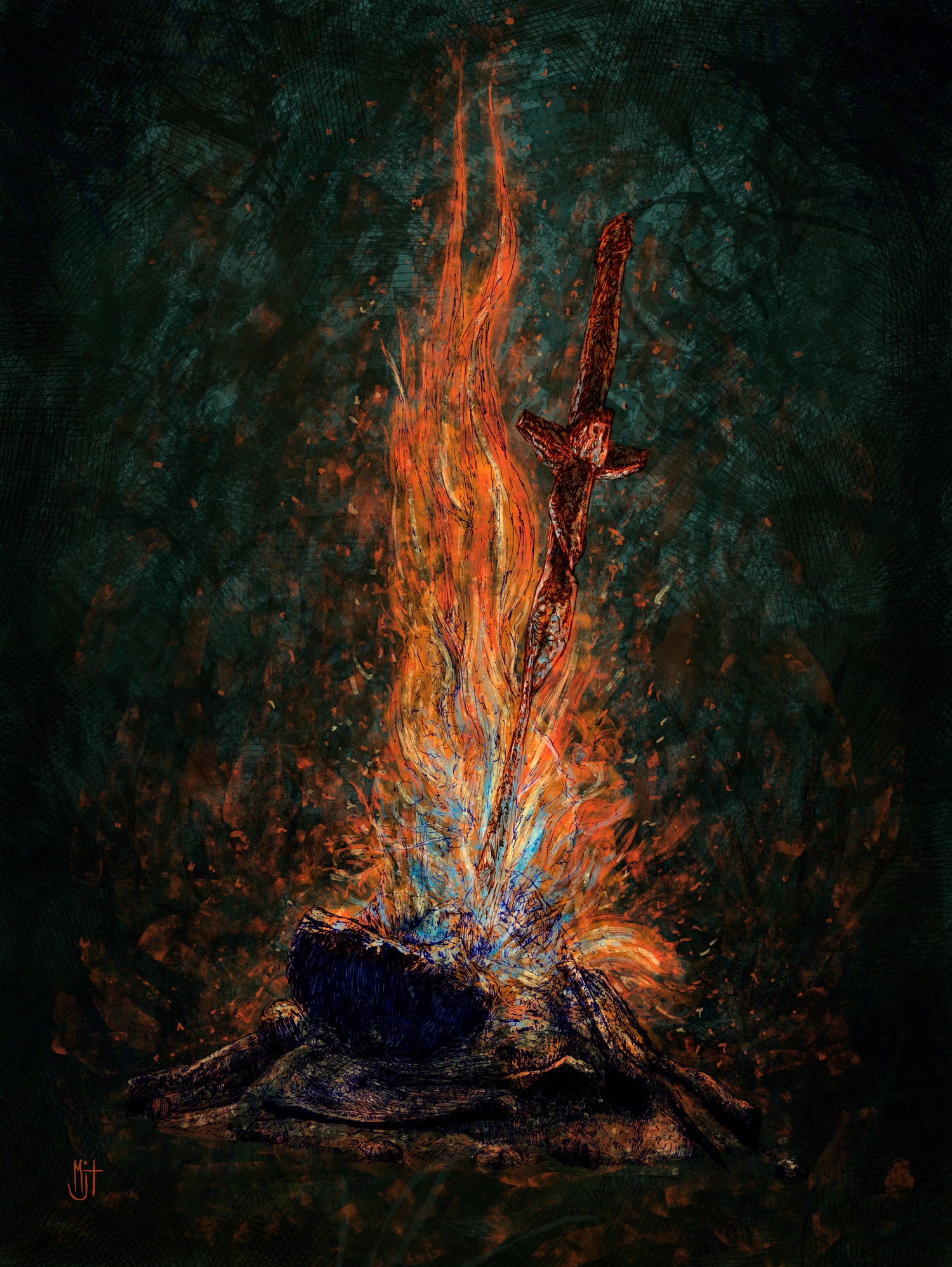 Bonfire of Souls by Matthew Trupia on GIANT ART - orange digital painting