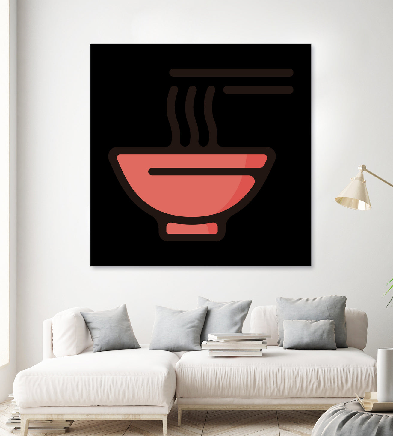 Ramen : Minimalistic icon series by Satoshi Kikyo on GIANT ART - red digital painting