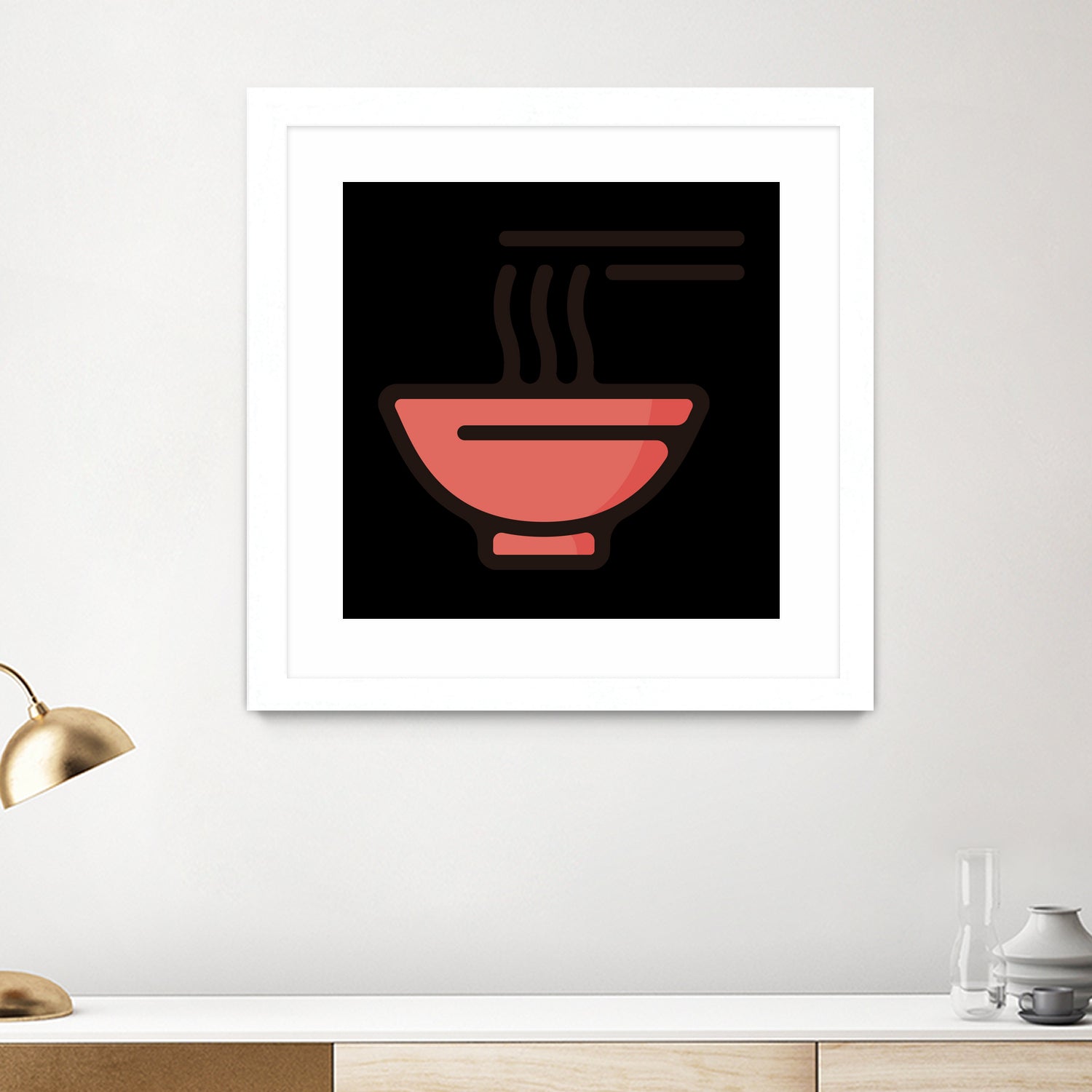 Ramen : Minimalistic icon series by Satoshi Kikyo on GIANT ART - red digital painting