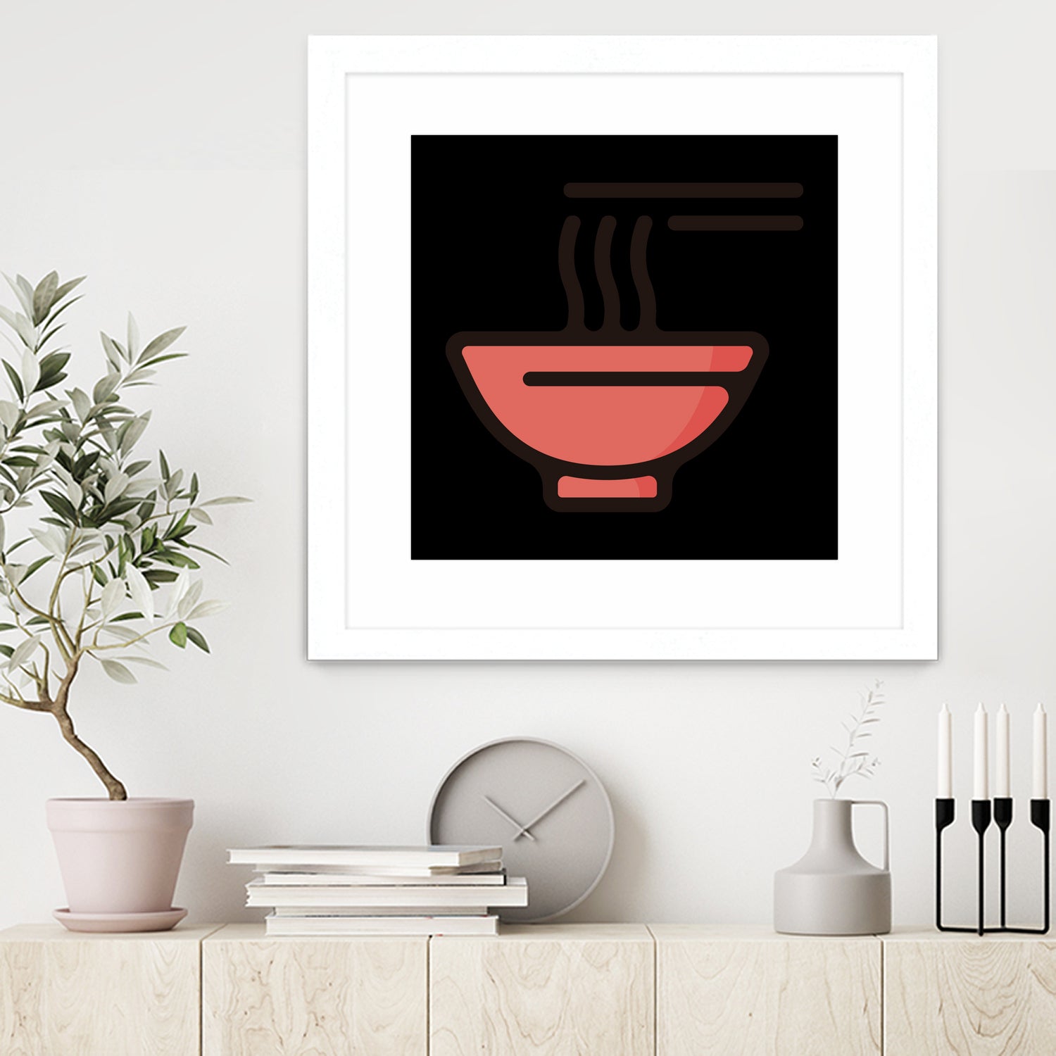 Ramen : Minimalistic icon series by Satoshi Kikyo on GIANT ART - red digital painting