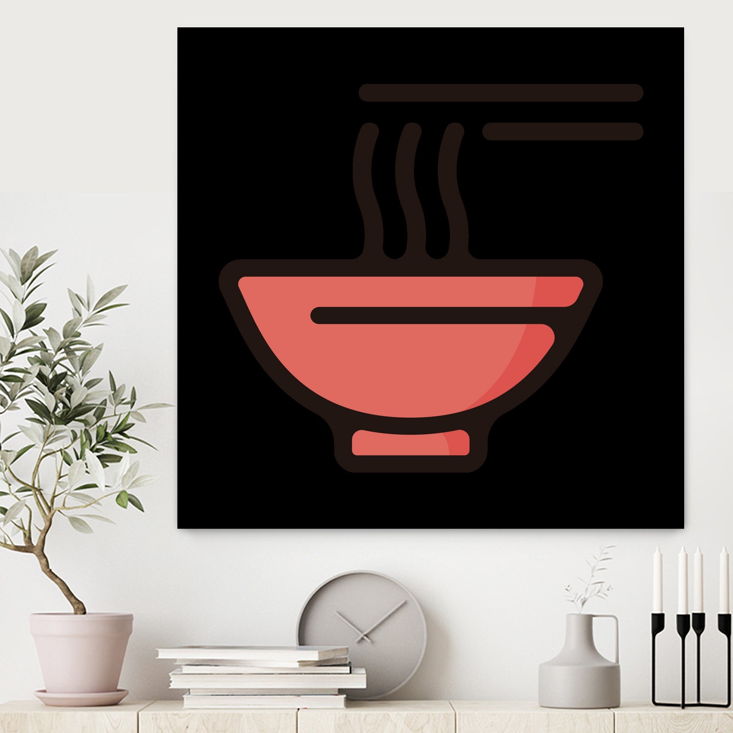 Ramen : Minimalistic icon series by Satoshi Kikyo on GIANT ART - red digital painting