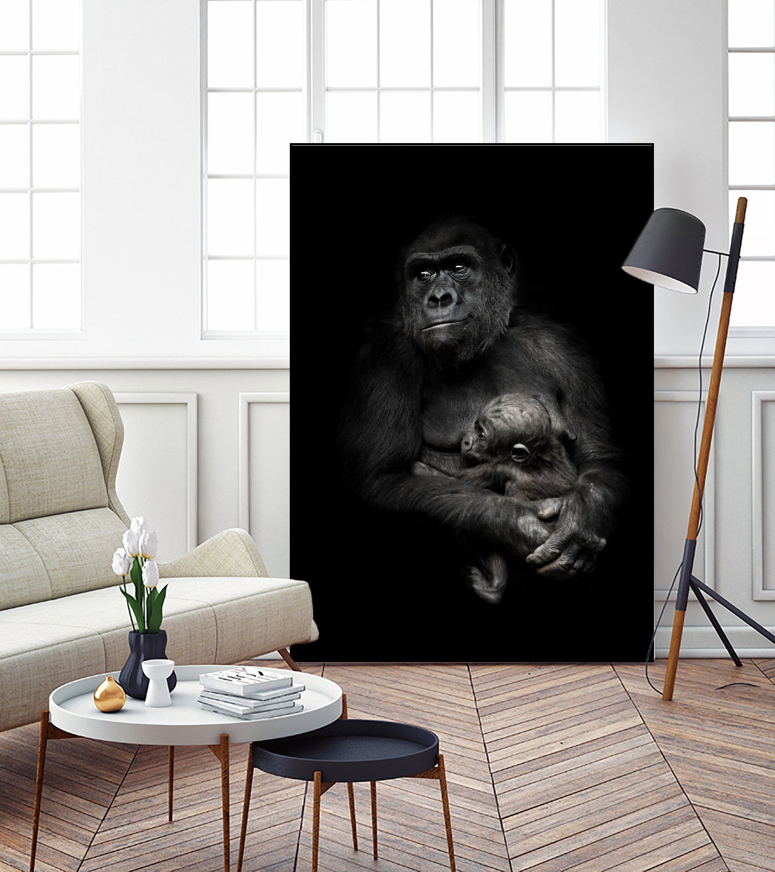 monkey mother by Michael Semenov on GIANT ART - black photo illustration