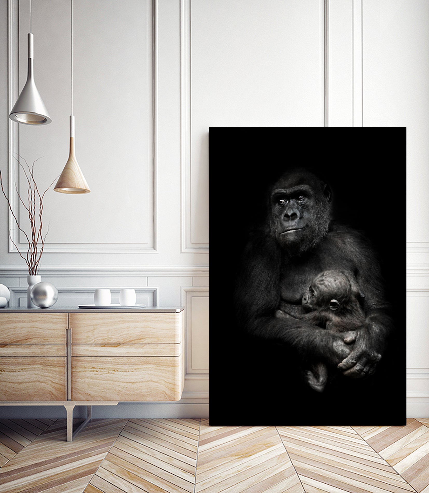 monkey mother by Michael Semenov on GIANT ART - black photo illustration
