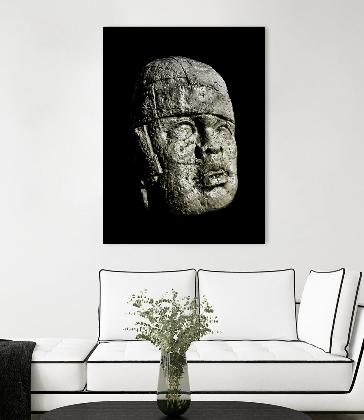 Mexican Pre Hispanic Head Sculpture Poster by Daniel Ferreira-Leites on GIANT ART - black photo illustration