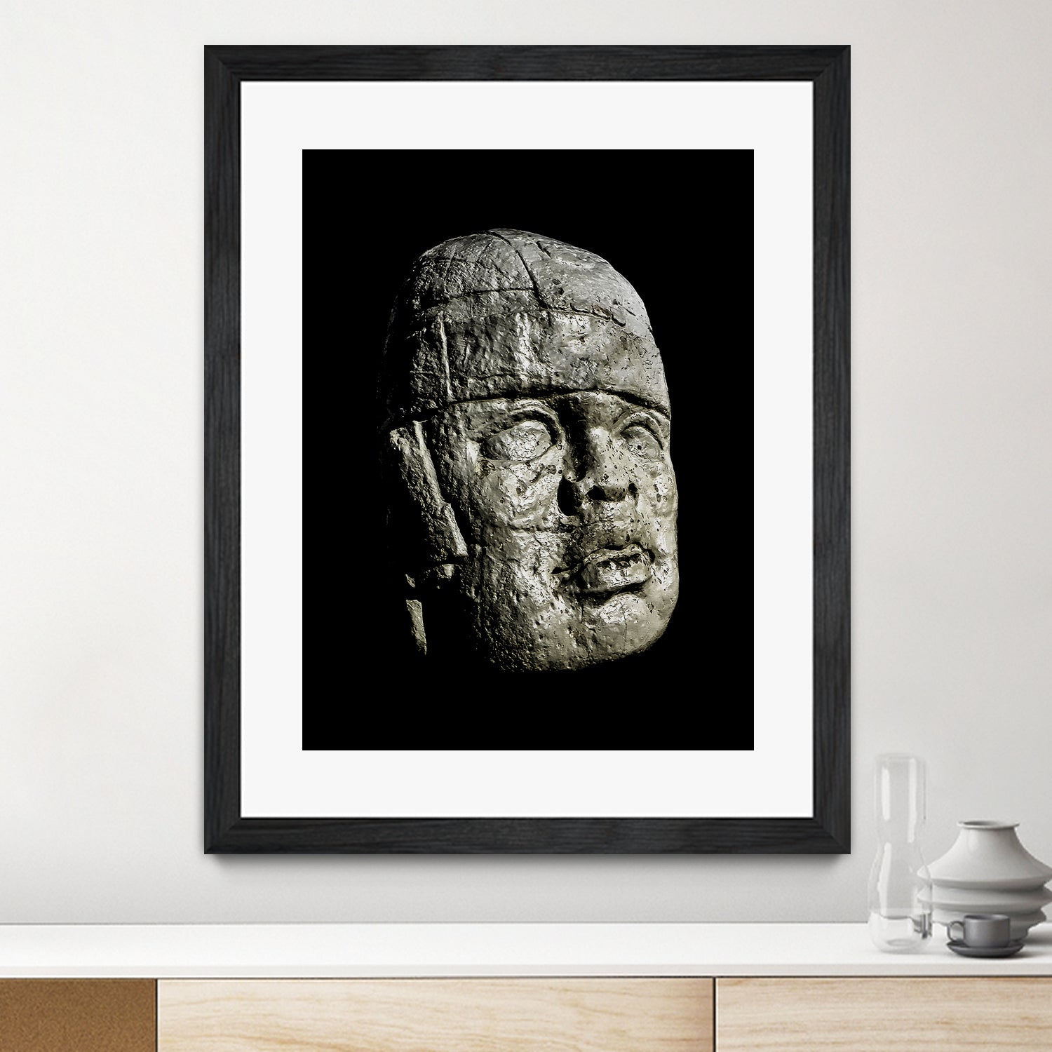 Mexican Pre Hispanic Head Sculpture Poster by Daniel Ferreira-Leites on GIANT ART - black photo illustration