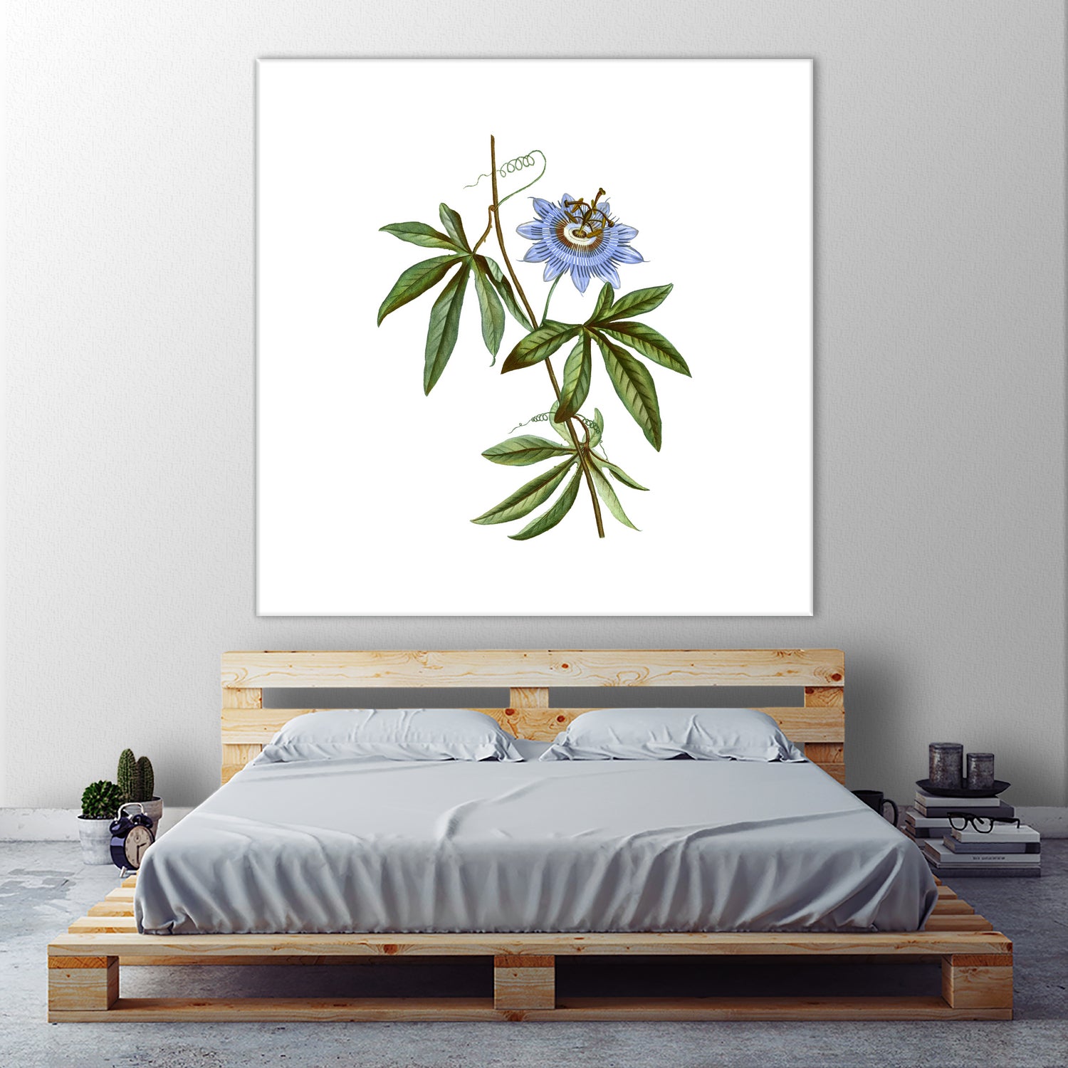 Vintage Blue Passionflower Botanical Illustration by Raul Andre Petrasanta on GIANT ART - blue mixed media