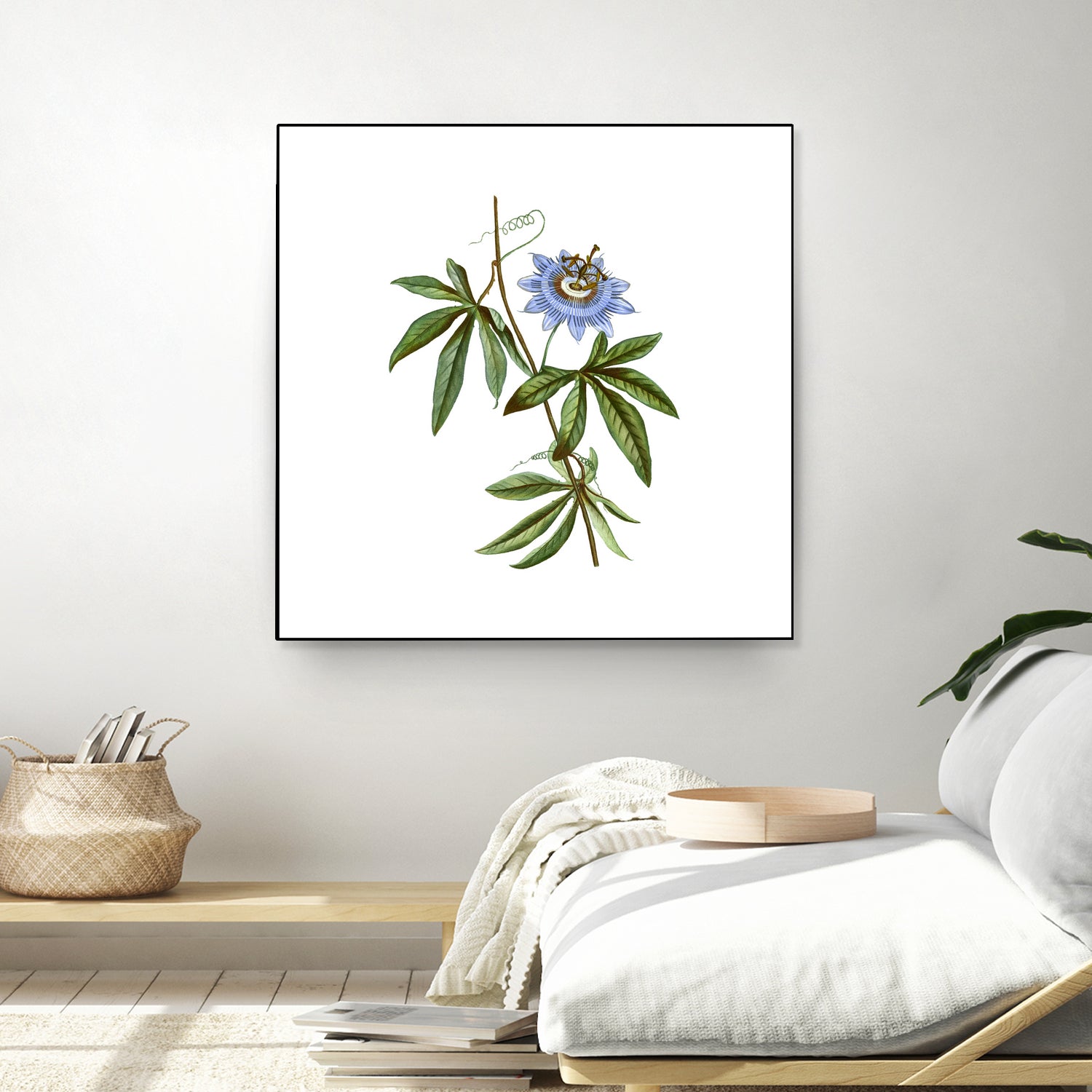 Vintage Blue Passionflower Botanical Illustration by Raul Andre Petrasanta on GIANT ART - blue mixed media