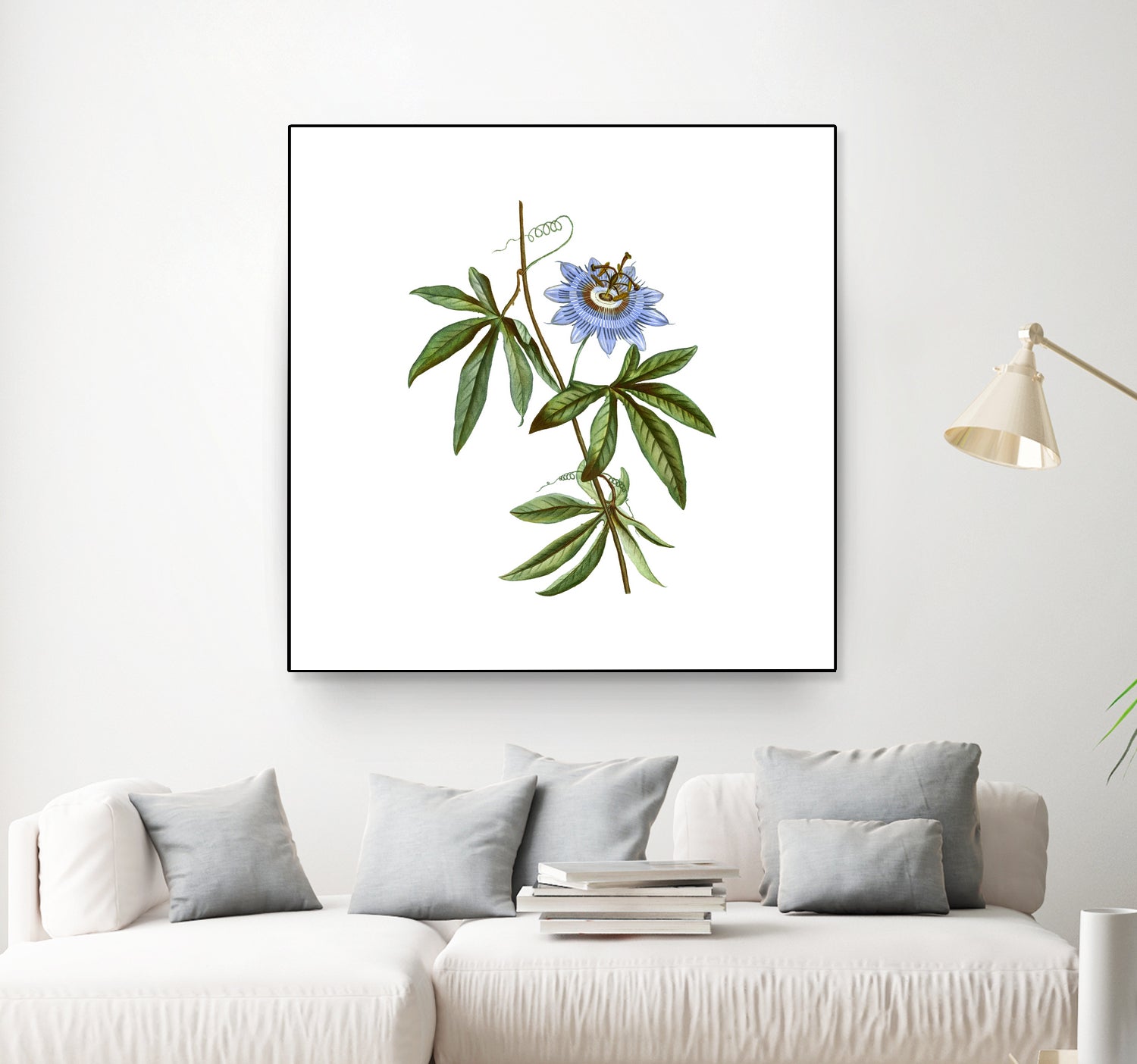 Vintage Blue Passionflower Botanical Illustration by Raul Andre Petrasanta on GIANT ART - blue mixed media