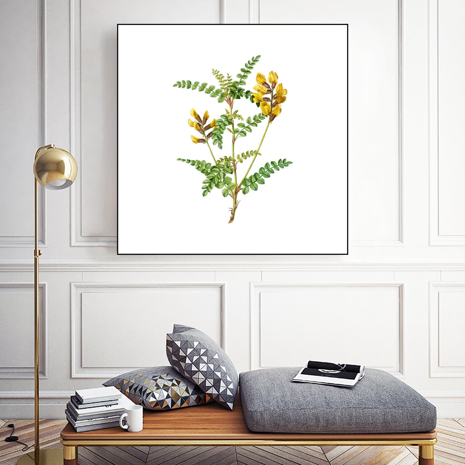 Vintage Calophaca Wolgarica Botanical Illustration by Raul Andre Petrasanta on GIANT ART - yellow mixed media