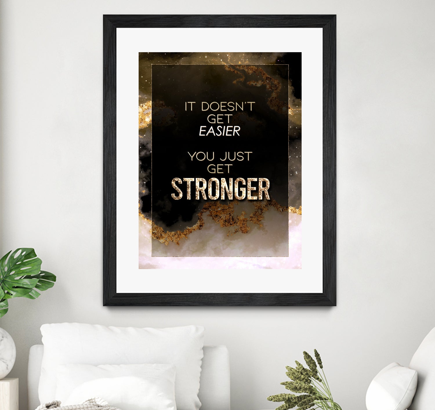 It Doesn't Get Easier You Just Get Stronger Gold Moti by Raul Andre Petrasanta on GIANT ART - yellow digital painting