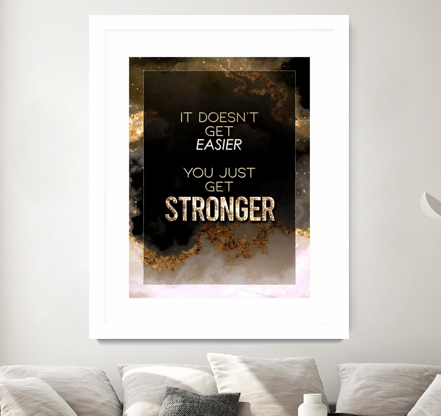 It Doesn't Get Easier You Just Get Stronger Gold Moti by Raul Andre Petrasanta on GIANT ART - yellow digital painting