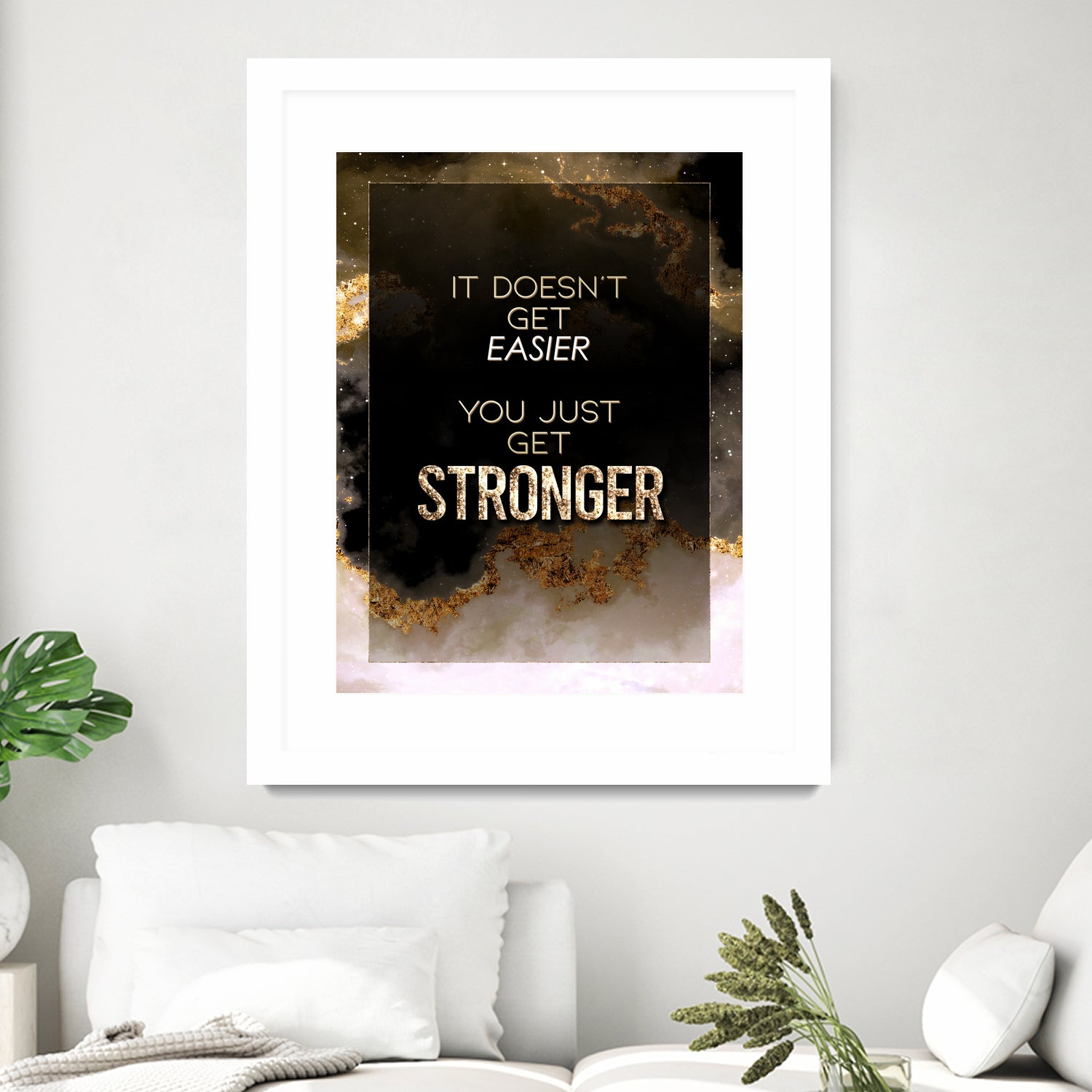 It Doesn't Get Easier You Just Get Stronger Gold Moti by Raul Andre Petrasanta on GIANT ART - yellow digital painting