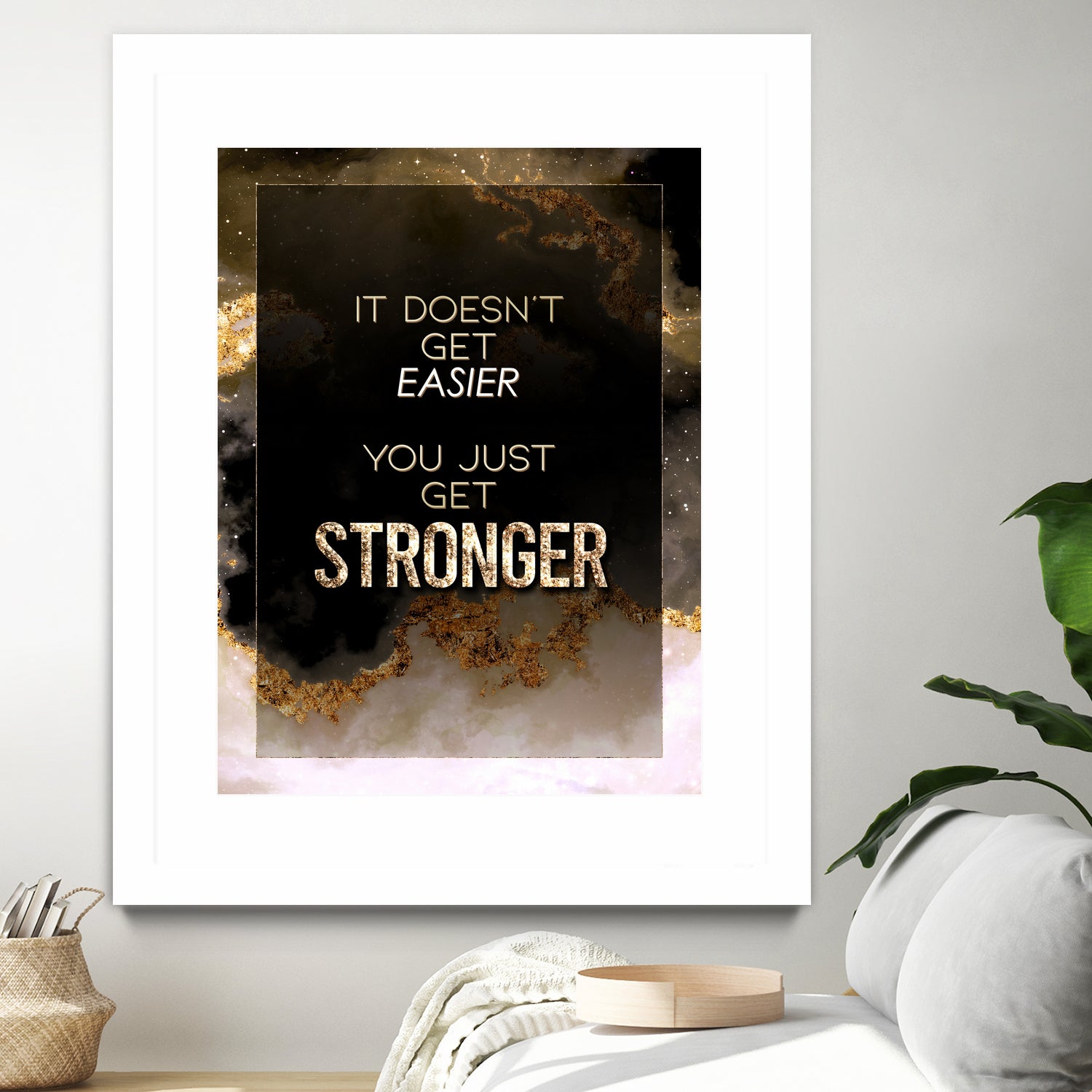 It Doesn't Get Easier You Just Get Stronger Gold Moti by Raul Andre Petrasanta on GIANT ART - yellow digital painting