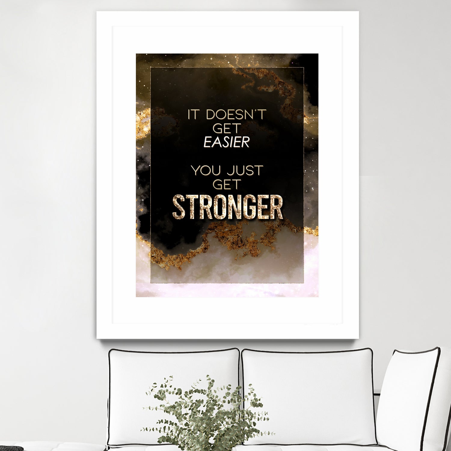 It Doesn't Get Easier You Just Get Stronger Gold Moti by Raul Andre Petrasanta on GIANT ART - yellow digital painting