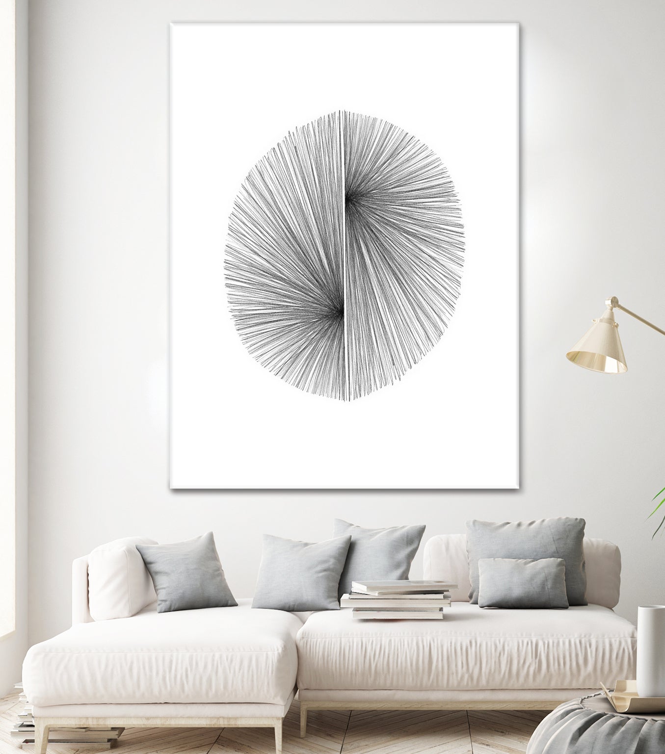 Mid Century Modern Geometric Abstract Circle Line Drawing by Janine Aykens on GIANT ART - gray mixed media