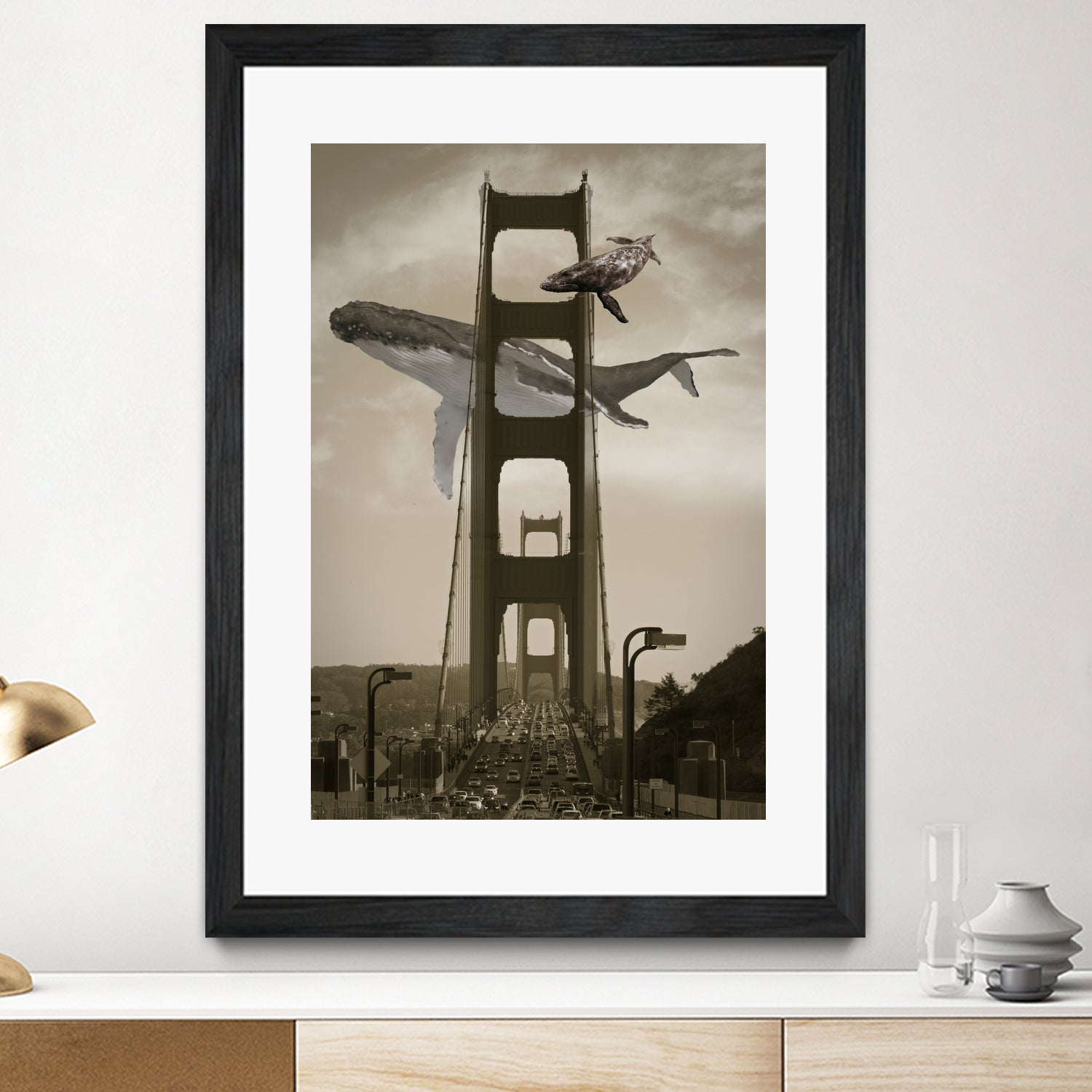 Whale Watching at the Golden Gate Bridge by David Loblaw on GIANT ART - gray photo illustration