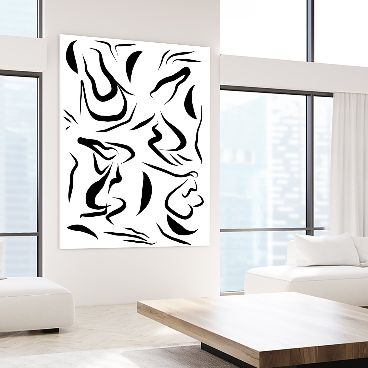 Natural Women Black & White Line-art Pattern by Dominique Van Roey on GIANT ART - white digital drawing