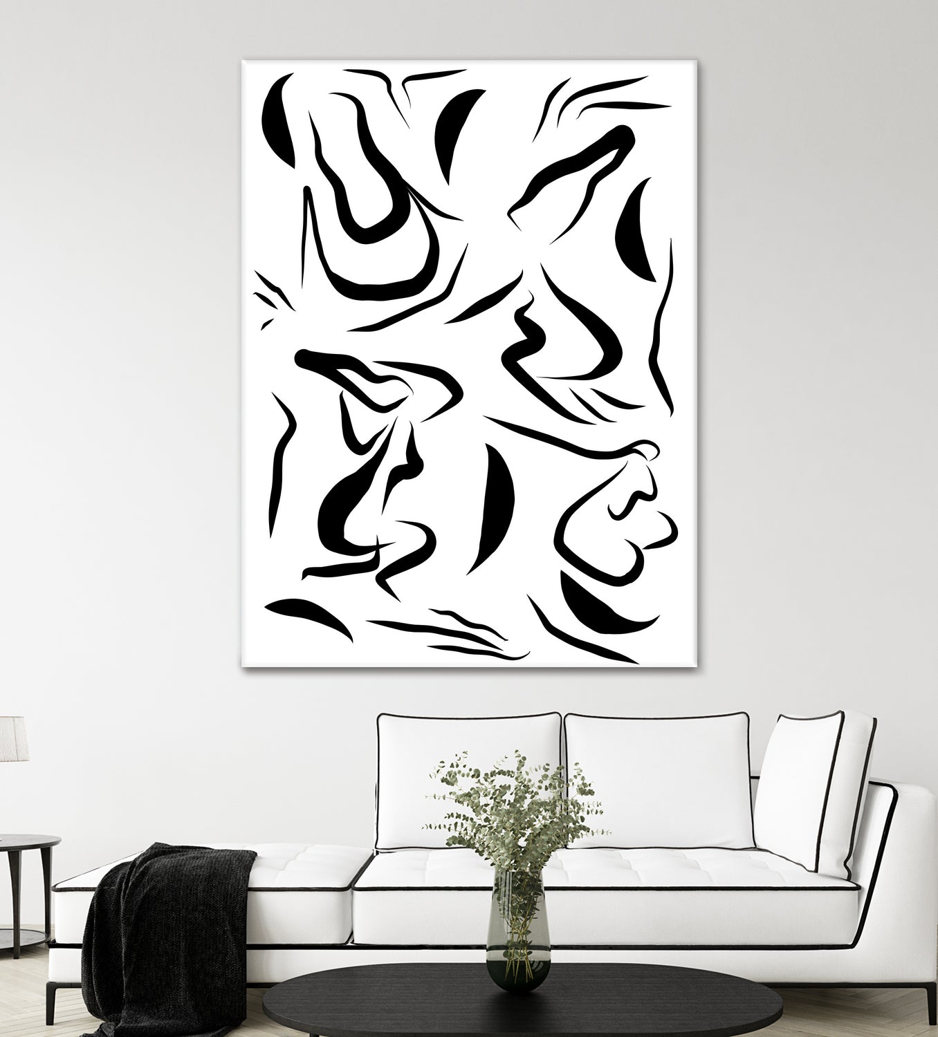 Natural Women Black & White Line-art Pattern by Dominique Van Roey on GIANT ART - white digital drawing