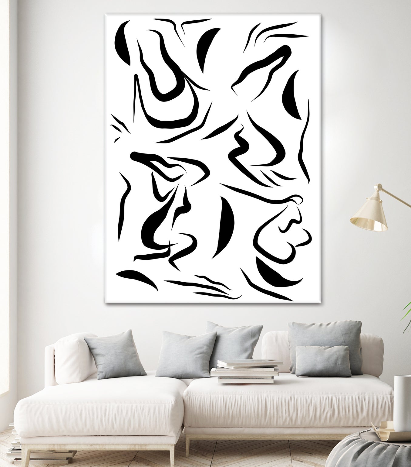 Natural Women Black & White Line-art Pattern by Dominique Van Roey on GIANT ART - white digital drawing