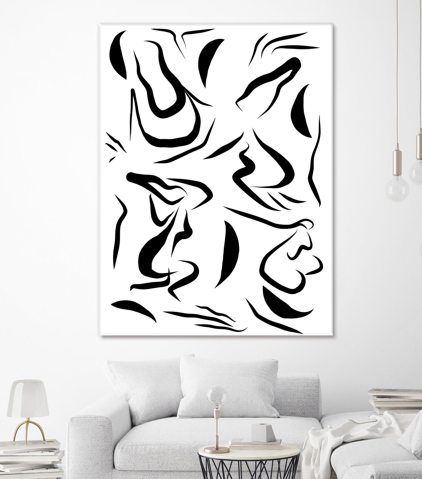 Natural Women Black & White Line-art Pattern by Dominique Van Roey on GIANT ART - white digital drawing