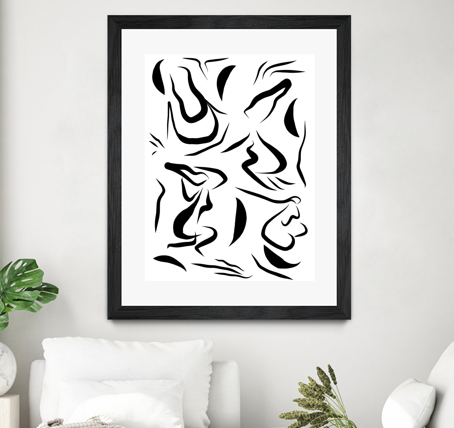 Natural Women Black & White Line-art Pattern by Dominique Van Roey on GIANT ART - white digital drawing