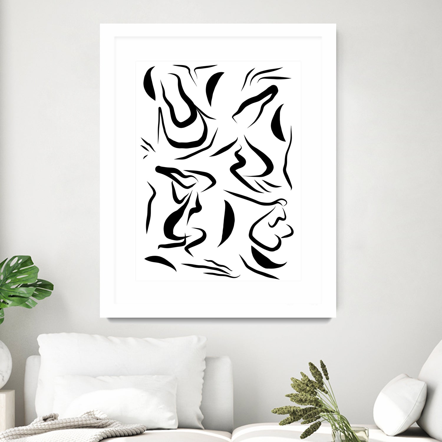 Natural Women Black & White Line-art Pattern by Dominique Van Roey on GIANT ART - white digital drawing