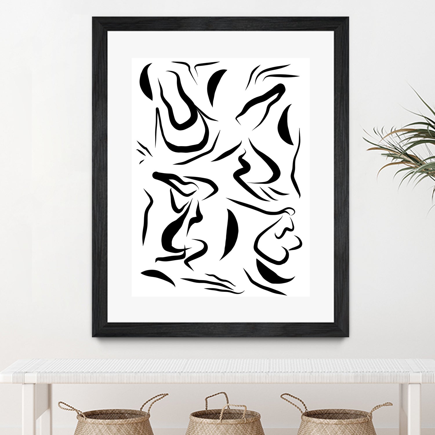 Natural Women Black & White Line-art Pattern by Dominique Van Roey on GIANT ART - white digital drawing