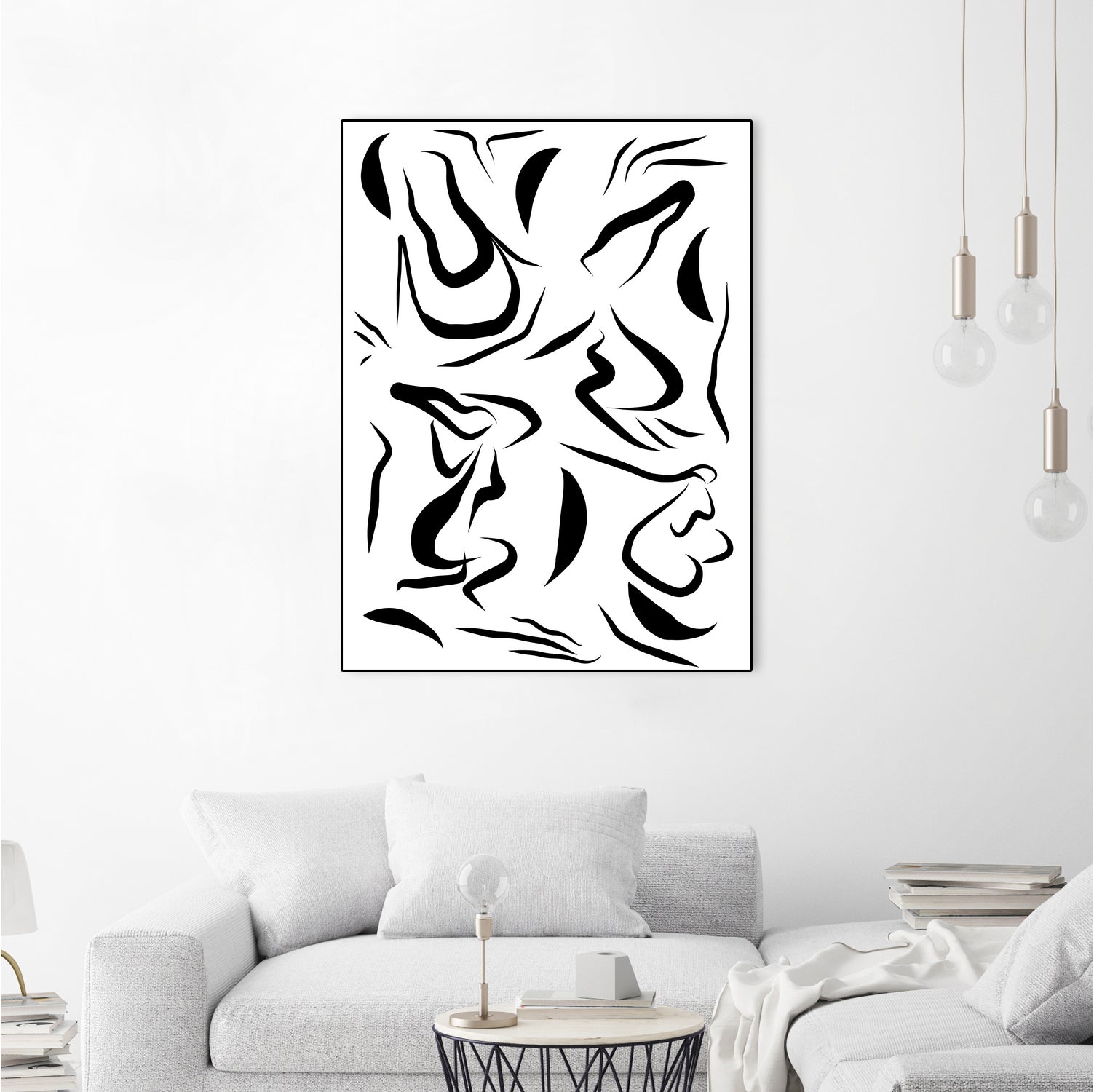 Natural Women Black & White Line-art Pattern by Dominique Van Roey on GIANT ART - white digital drawing