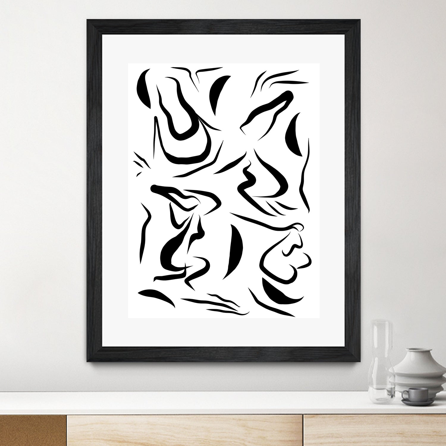 Natural Women Black & White Line-art Pattern by Dominique Van Roey on GIANT ART - white digital drawing