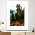 Pine tree with lake scenic at Emerald Bay Lake Tahoe by sutee monchitnukul on GIANT ART - orange photo manipulation