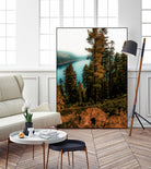 Pine tree with lake scenic at Emerald Bay Lake Tahoe by sutee monchitnukul on GIANT ART - orange photo manipulation