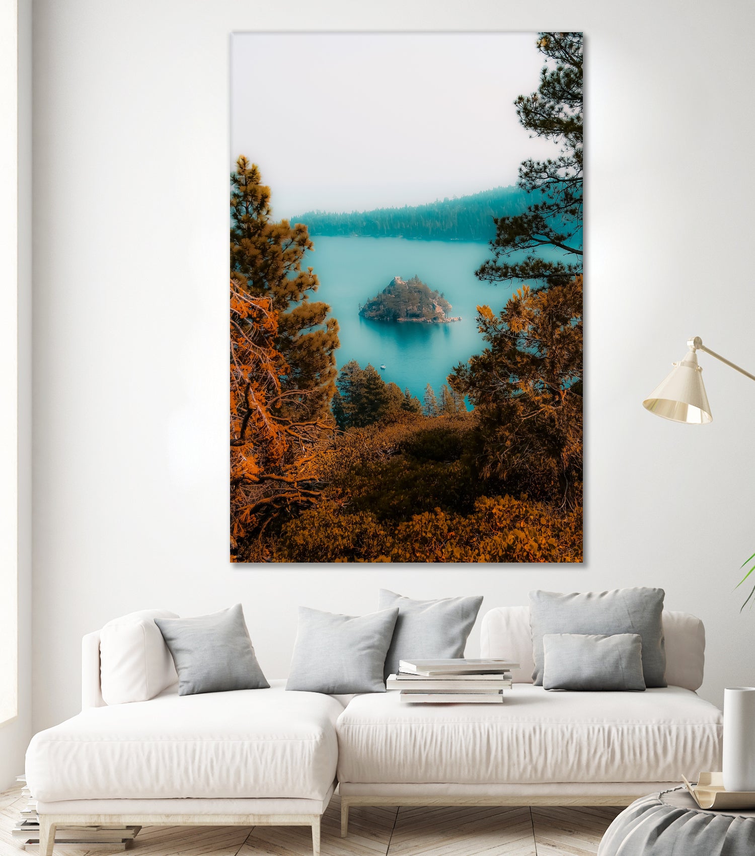 Beautiful island view at Emerald Bay Lake Tahoe California by sutee monchitnukul on GIANT ART - blue photo manipulation