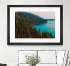 Pine tree and lake view at Emerald Bay Lake Tahoe California by sutee monchitnukul on GIANT ART - blue photo manipulation