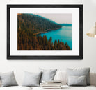 Pine tree and lake view at Emerald Bay Lake Tahoe California by sutee monchitnukul on GIANT ART - blue photo manipulation