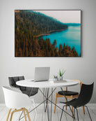 Pine tree and lake view at Emerald Bay Lake Tahoe California by sutee monchitnukul on GIANT ART - blue photo manipulation