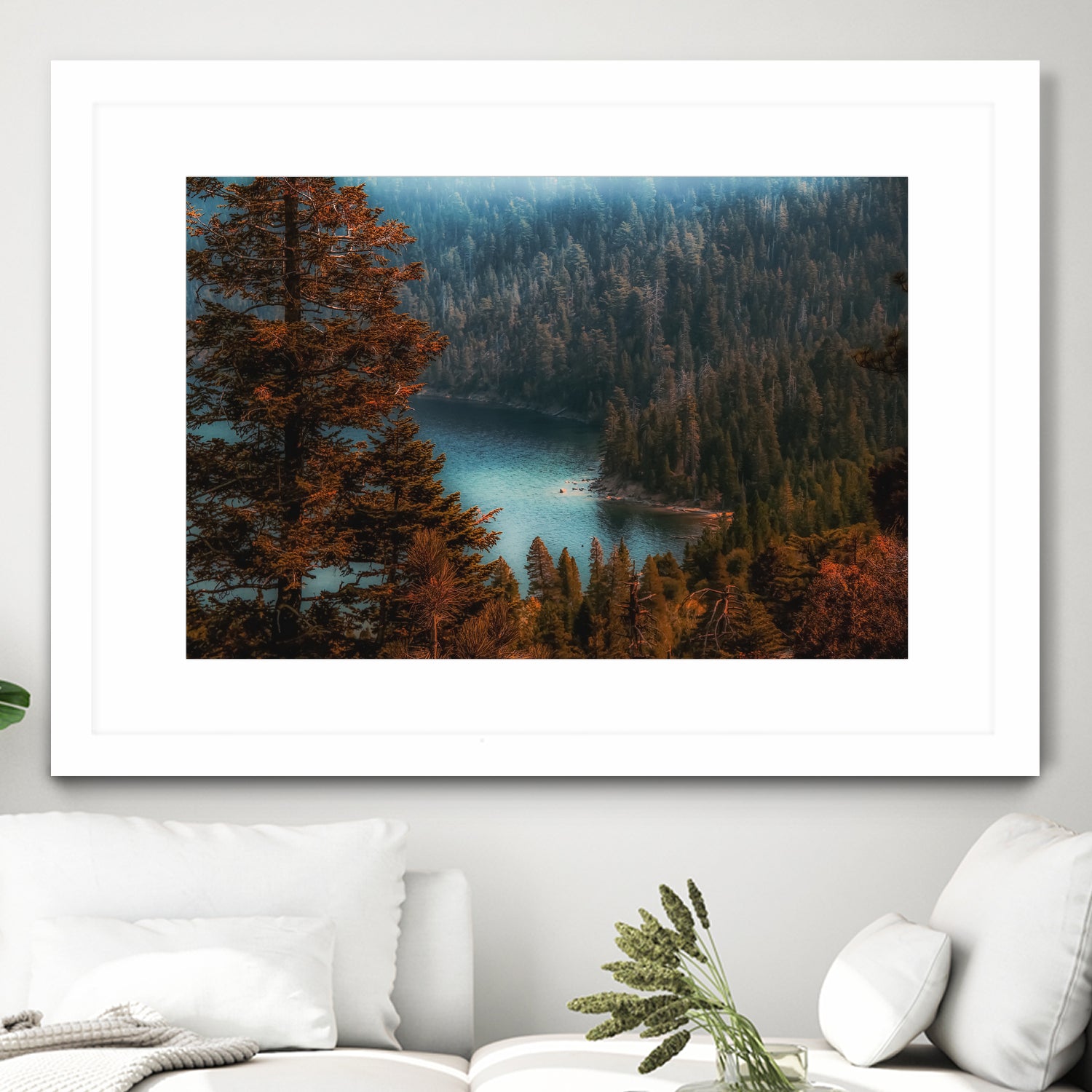 pine tree at Emerald Bay Lake Tahoe California USA by sutee monchitnukul on GIANT ART - red photo manipulation