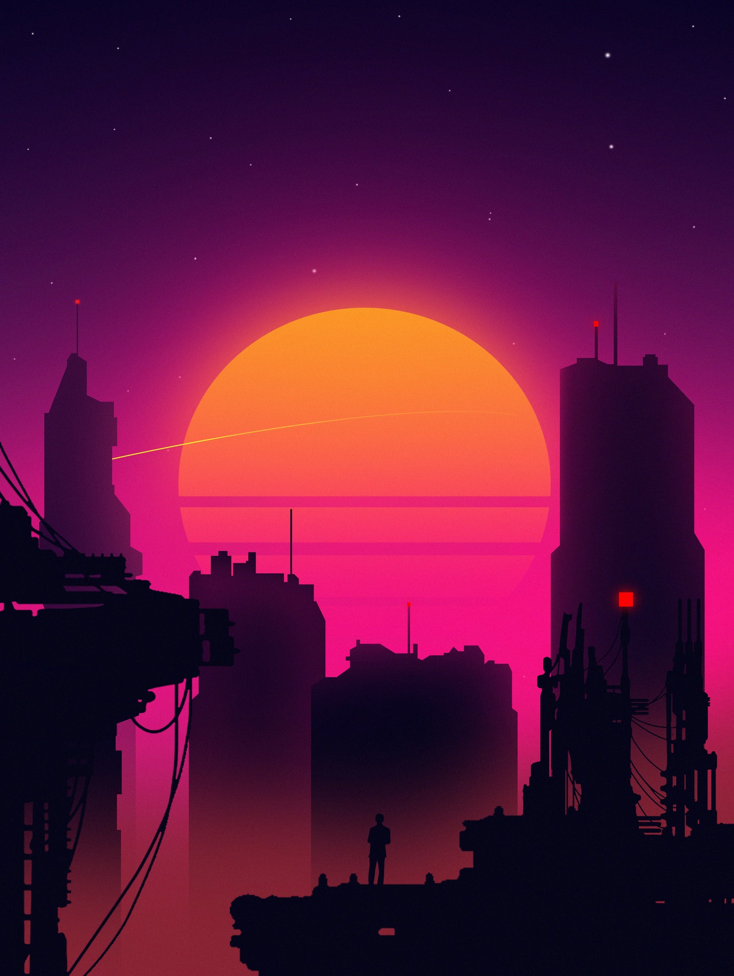 Retrowave City sunset by Muhammad Daffa Umar on GIANT ART - white photo illustration