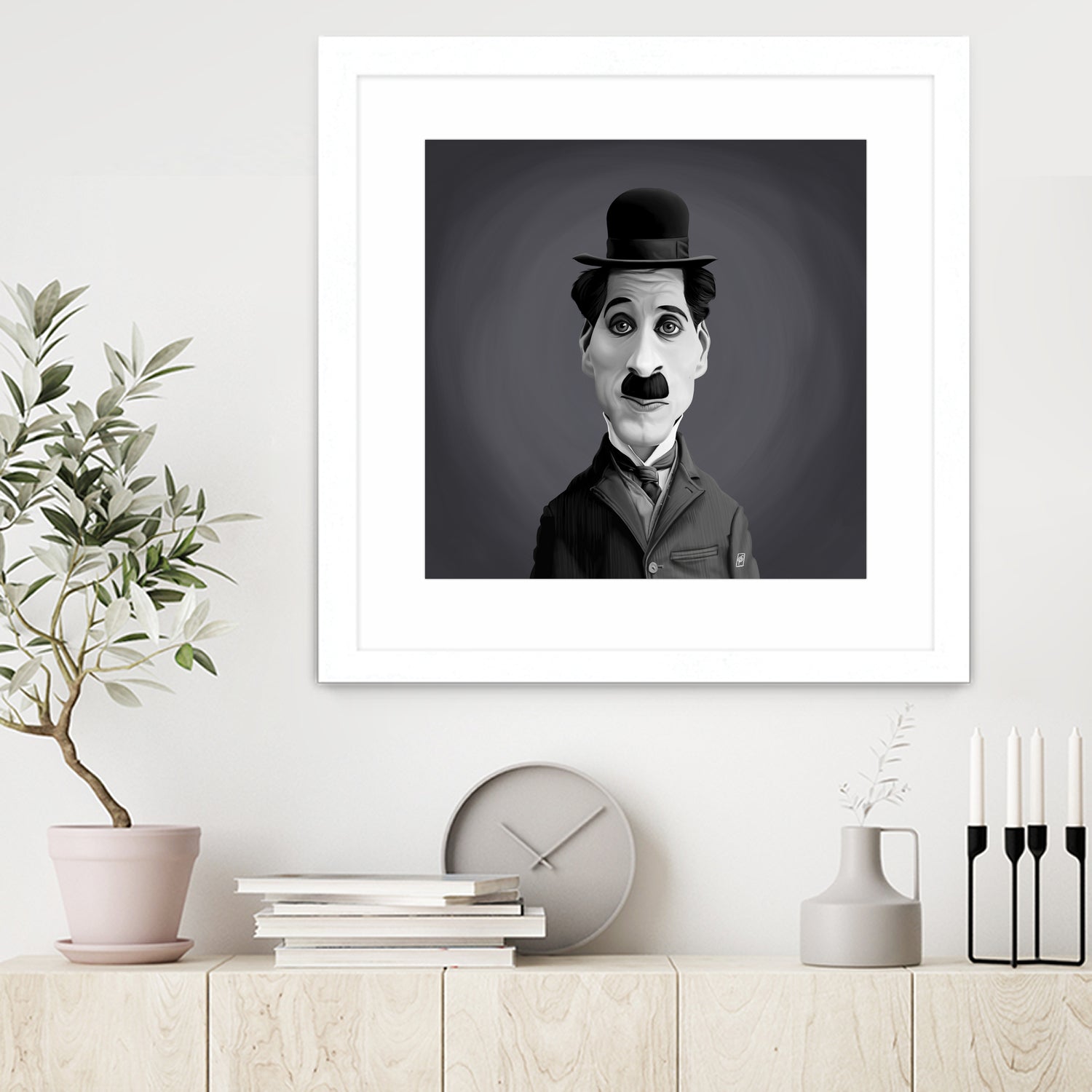 Charlie Chaplin by Rob Snow on GIANT ART - gray digital painting