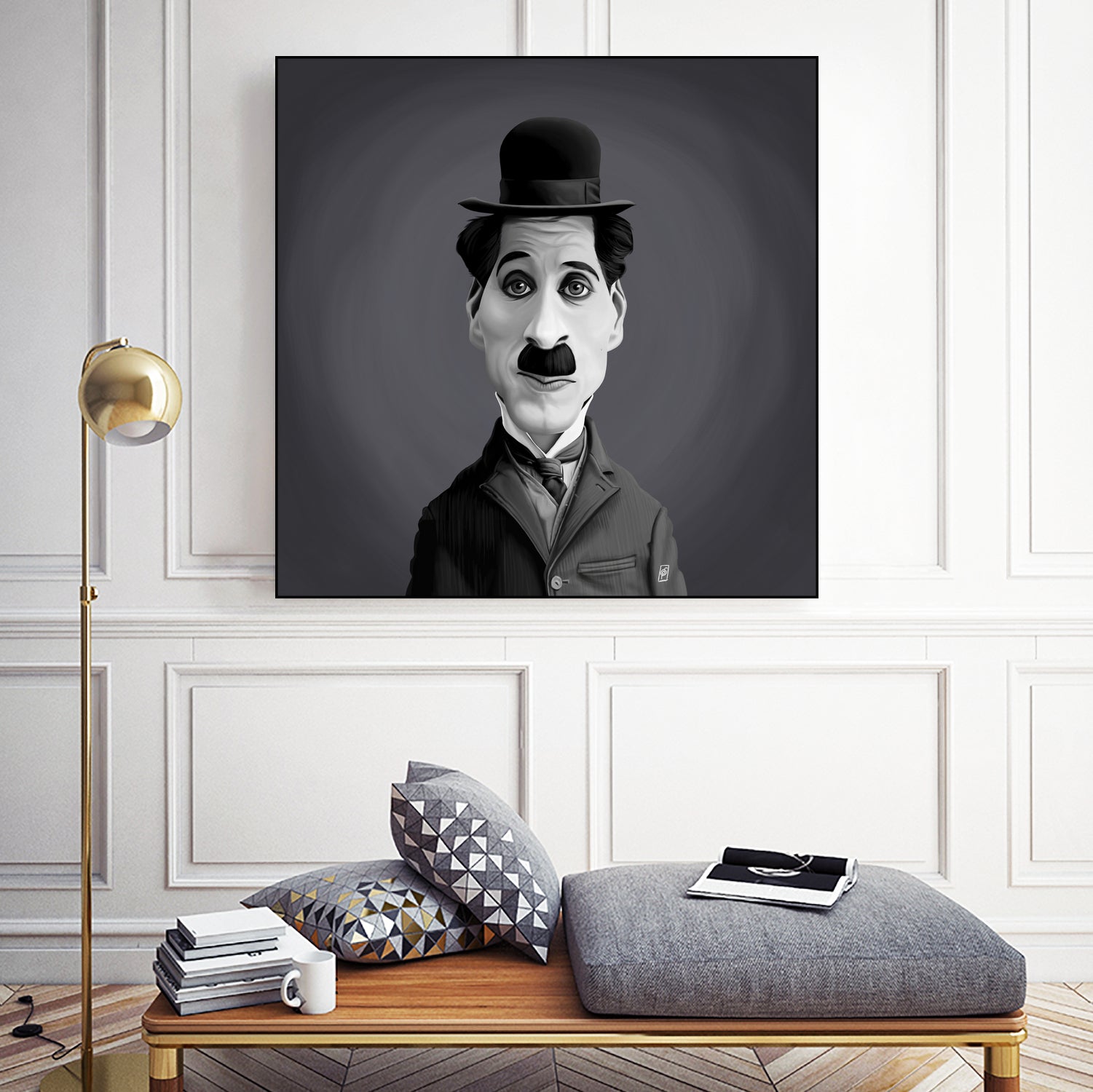 Charlie Chaplin by Rob Snow on GIANT ART - gray digital painting